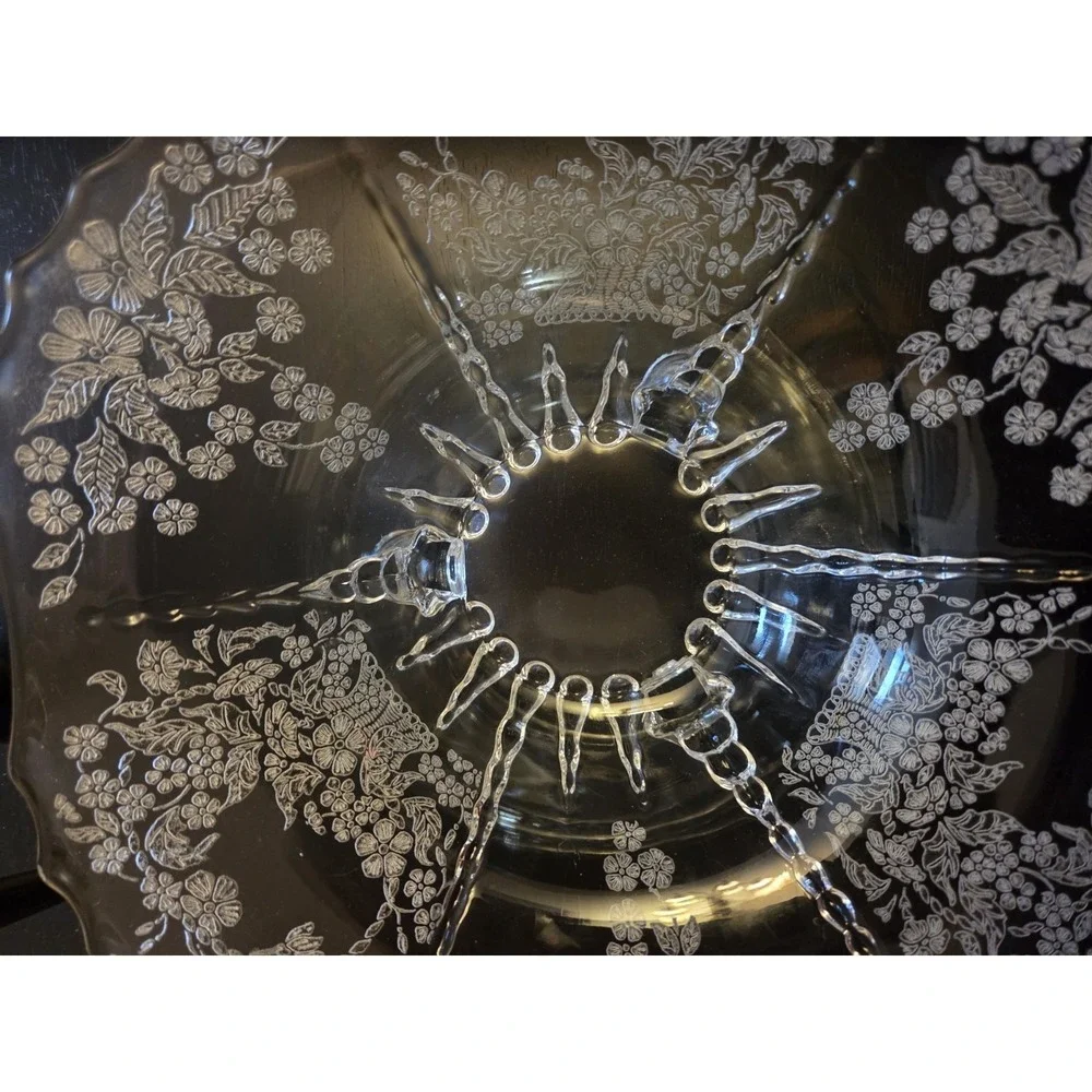 VTG Martinsville Bowl Clear Etched Glass 10